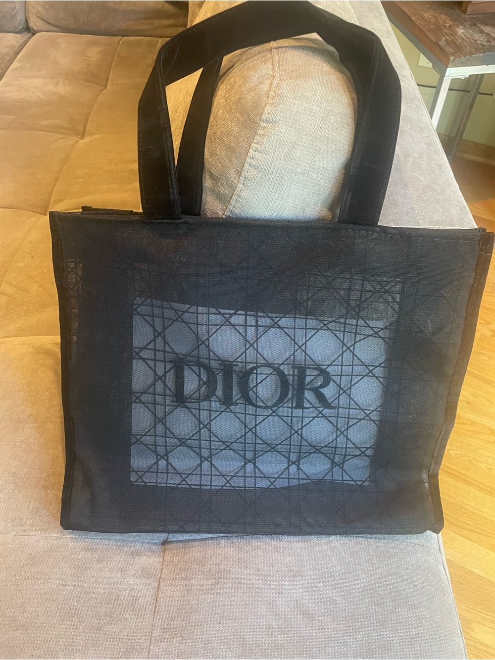 Dior Black Mesh Logo Tote Bag